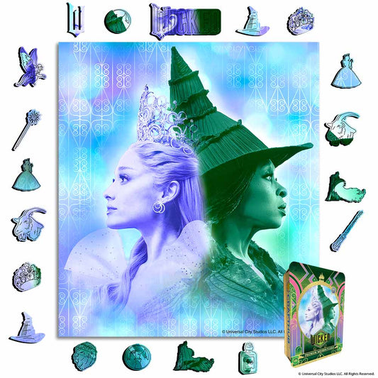 Wooden Jigsaw Puzzles A4 + Wooden Gift Box Glinda & Elphaba - Wooden Jigsaw Puzzle