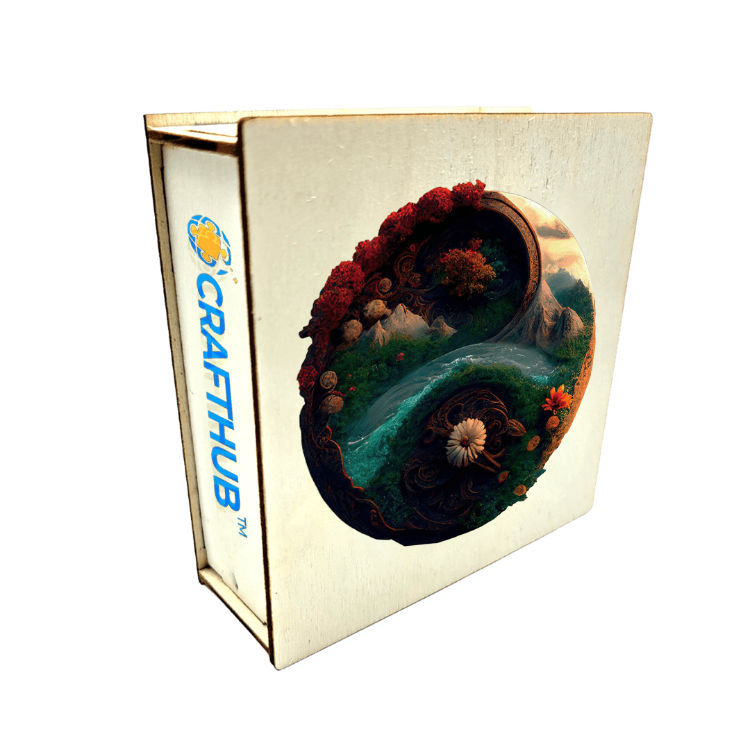 A3+Wooden Box Majestic Yin Yang Nature - Jigsaw Puzzle