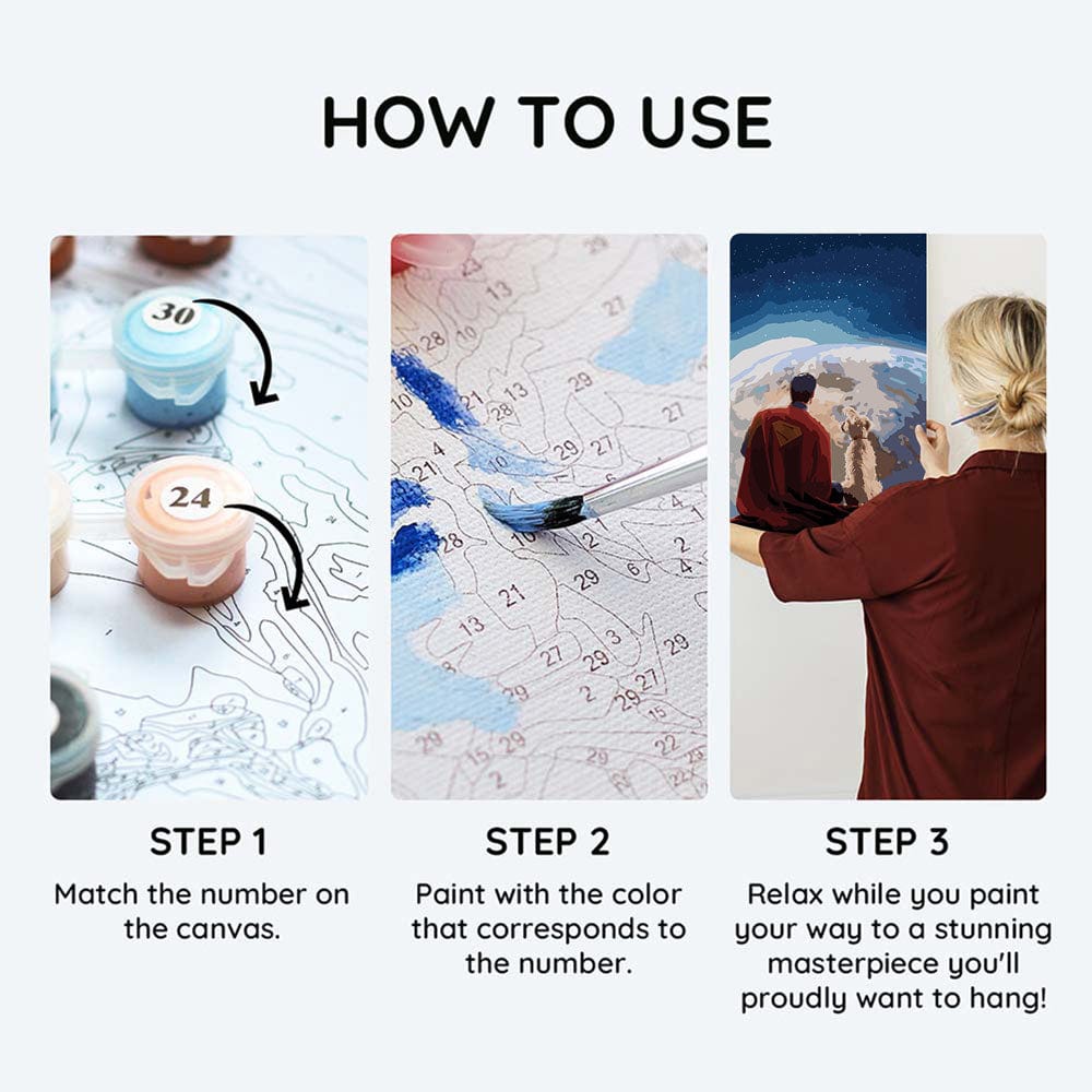 Painting By Numbers Kits 15.7" x 23.6" (40x60cm) Superman & Krypto - Paint By Numbers Kit