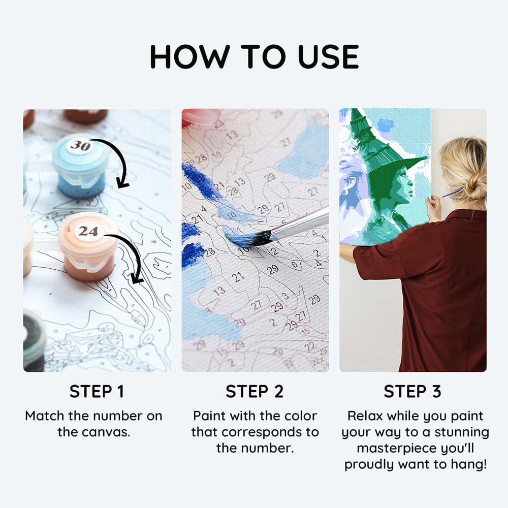 Painting By Numbers Kits 19.7" x 11" (50x28 cm) Glinda & Elphaba - Paint By Numbers Kit