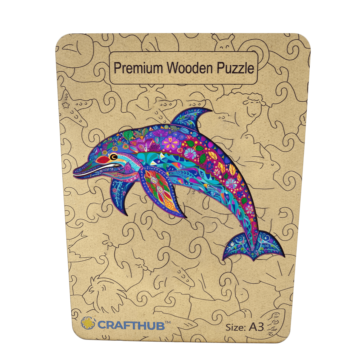 Animal Jigsaw Puzzle > Wooden Jigsaw Puzzle > Jigsaw Puzzle A3+Wooden Box Dolfin - Jigsaw Puzzle