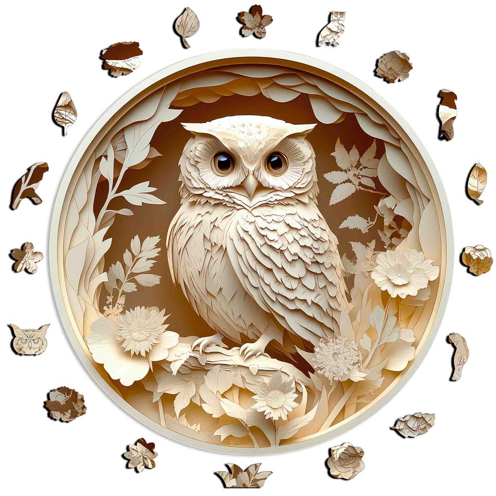 Animal Jigsaw Puzzle > Wooden Jigsaw Puzzle > Jigsaw Puzzle A5 Sculpted Owl - Jigsaw Puzzle