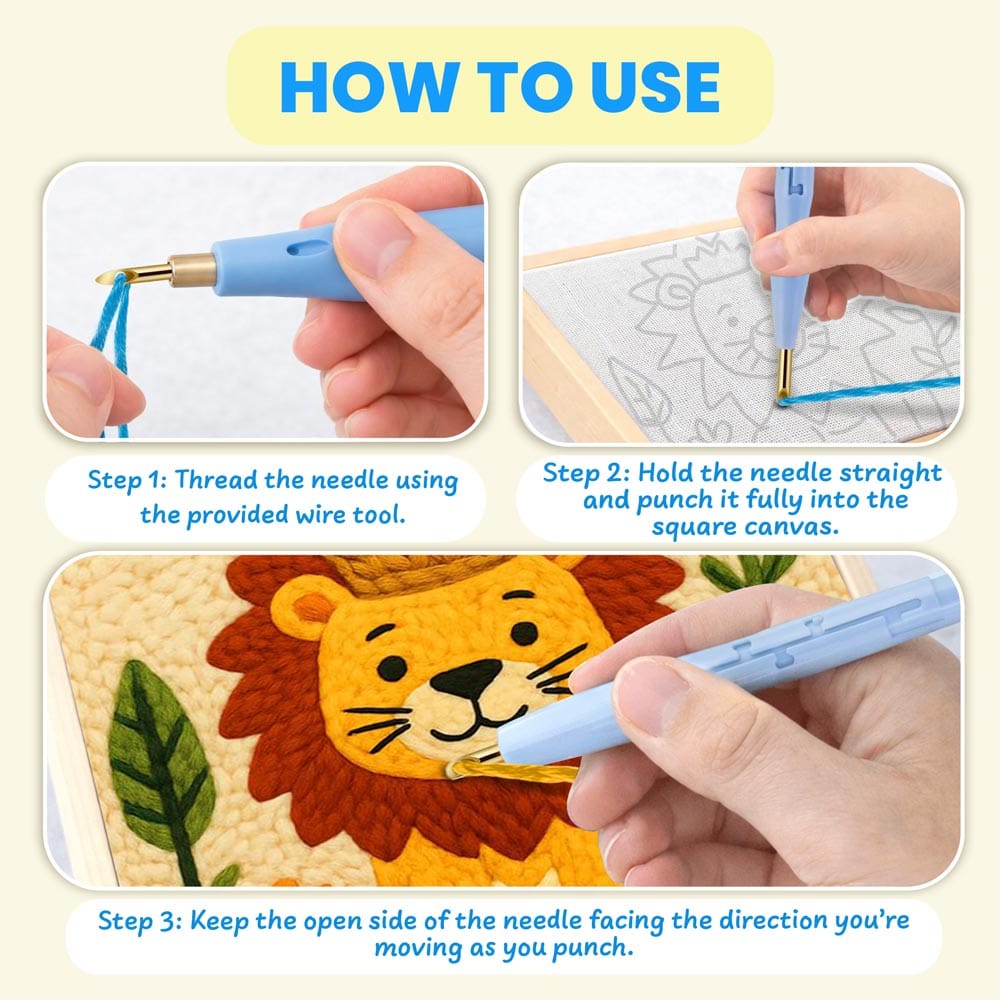 Painting By Numbers Kits 9.8" x 9.8" (25x25cm) Lion - Punch Needle Kit