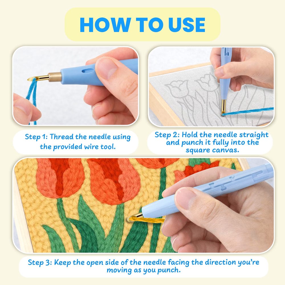 Painting By Numbers Kits 9.8" x 9.8" (25x25cm) Tulips - Punch Needle Kit