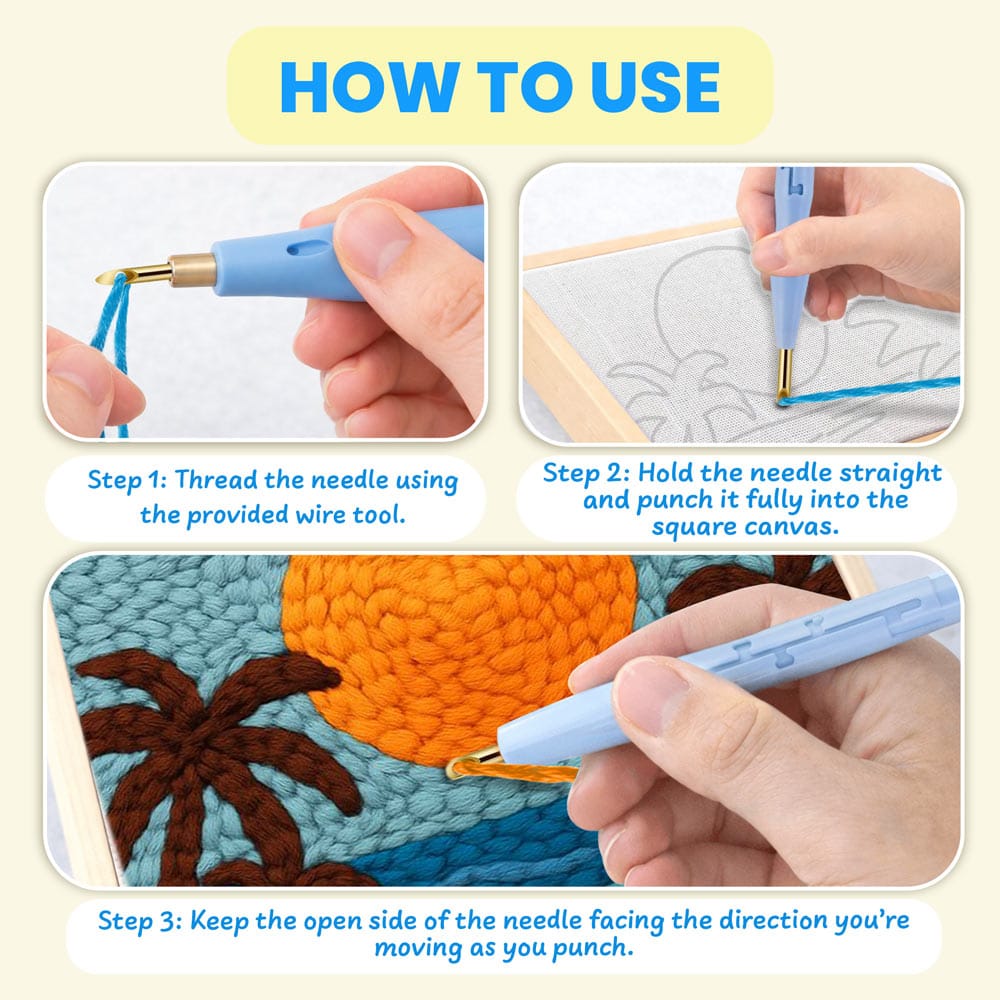 Painting By Numbers Kits 9.8" x 9.8" (25x25cm) Sunny Beach - Punch Needle Kit