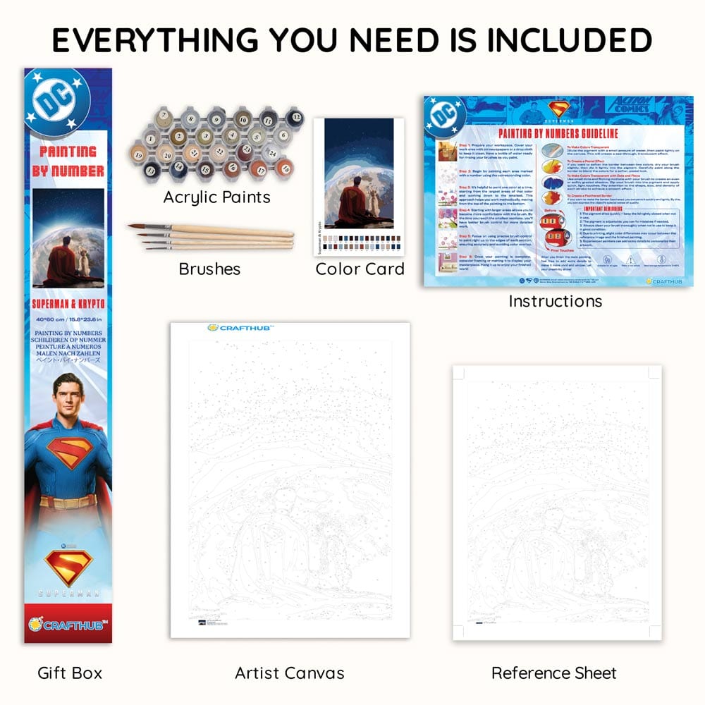 Painting By Numbers Kits 15.7" x 23.6" (40x60cm) Superman & Krypto - Paint By Numbers Kit
