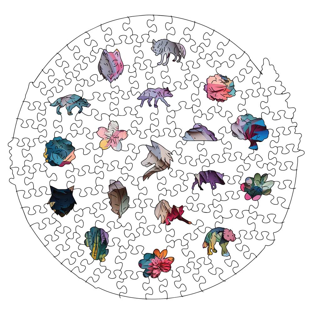 Animal Jigsaw Puzzle > Wooden Jigsaw Puzzle > Jigsaw Puzzle Blooming Wolf - Jigsaw Puzzle