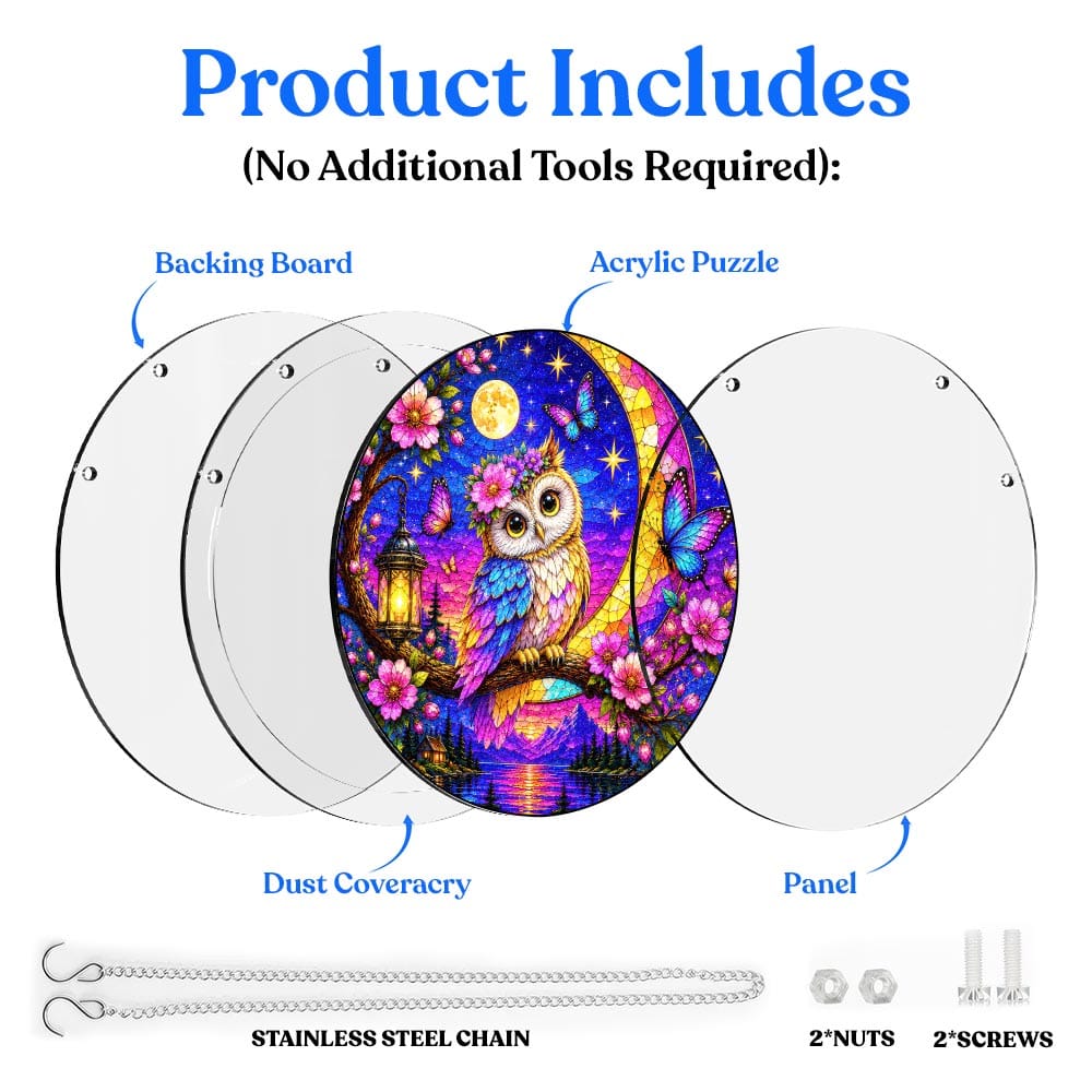 Acrylic Jigsaw Puzzle Acrylic Jigsaw Puzzle Suncatcher - Moonlit Owl