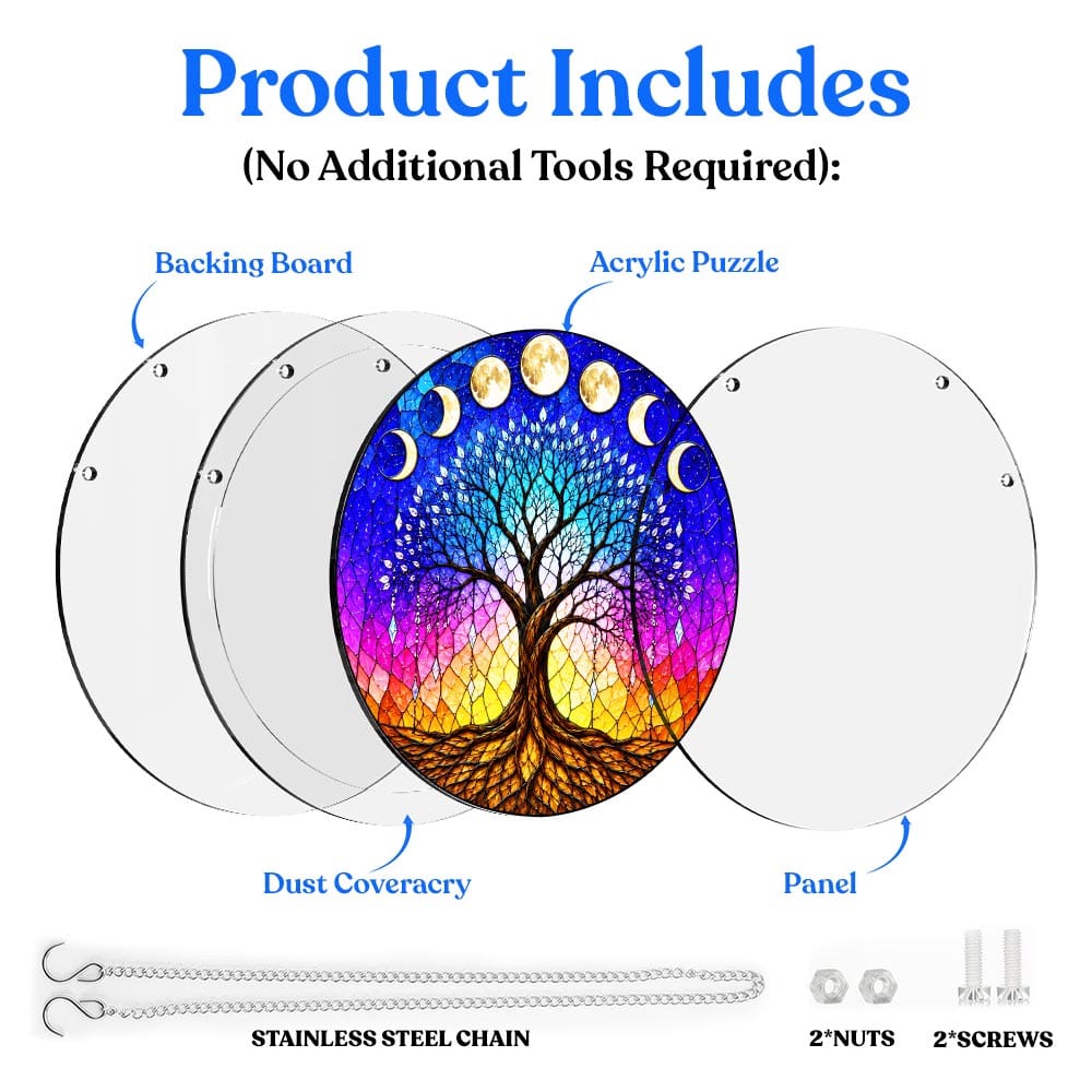 Acrylic Jigsaw Puzzle Acrylic Jigsaw Puzzle Suncatcher - Moonlit Tree
