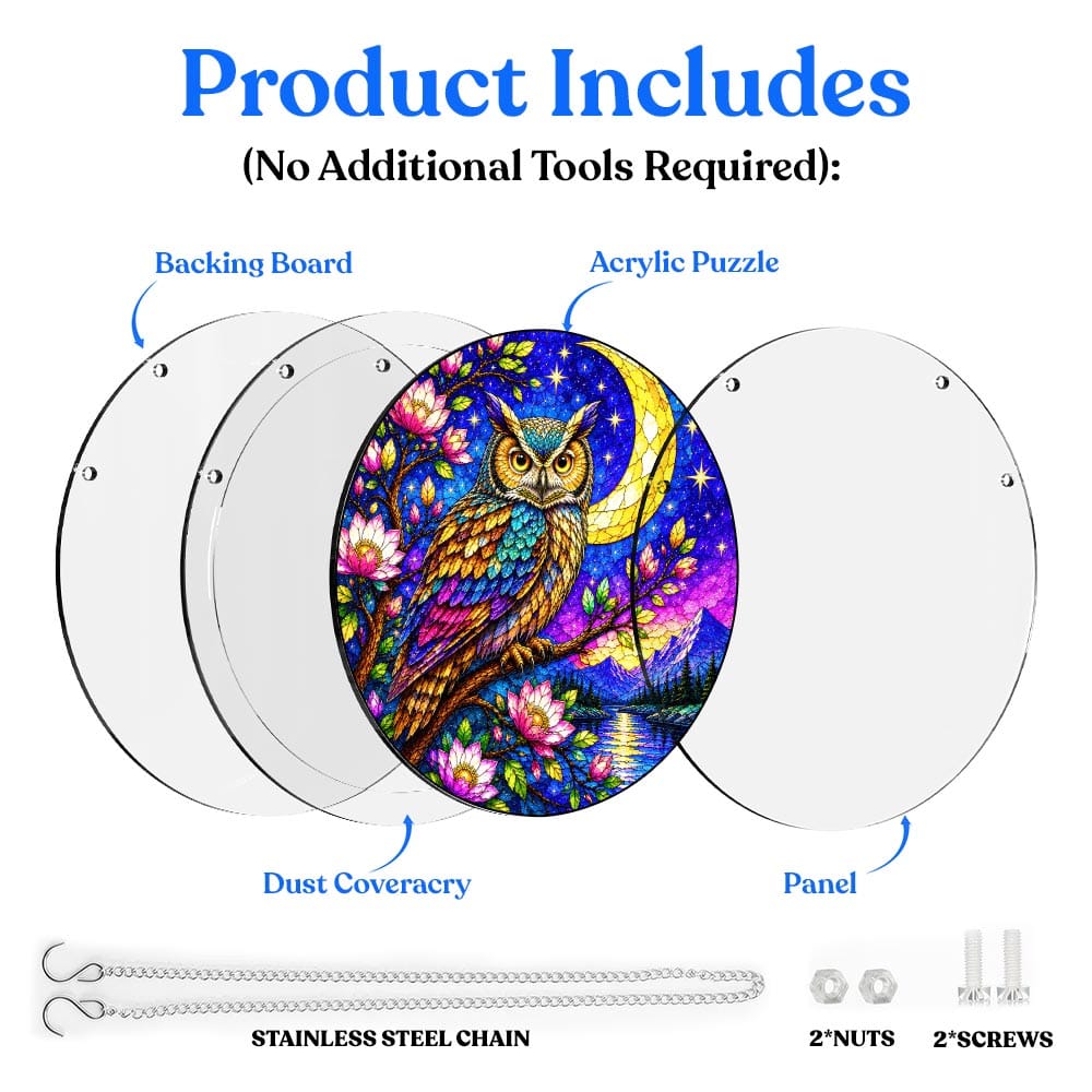 Acrylic Jigsaw Puzzle Acrylic Jigsaw Puzzle Suncatcher - Starlit Owl