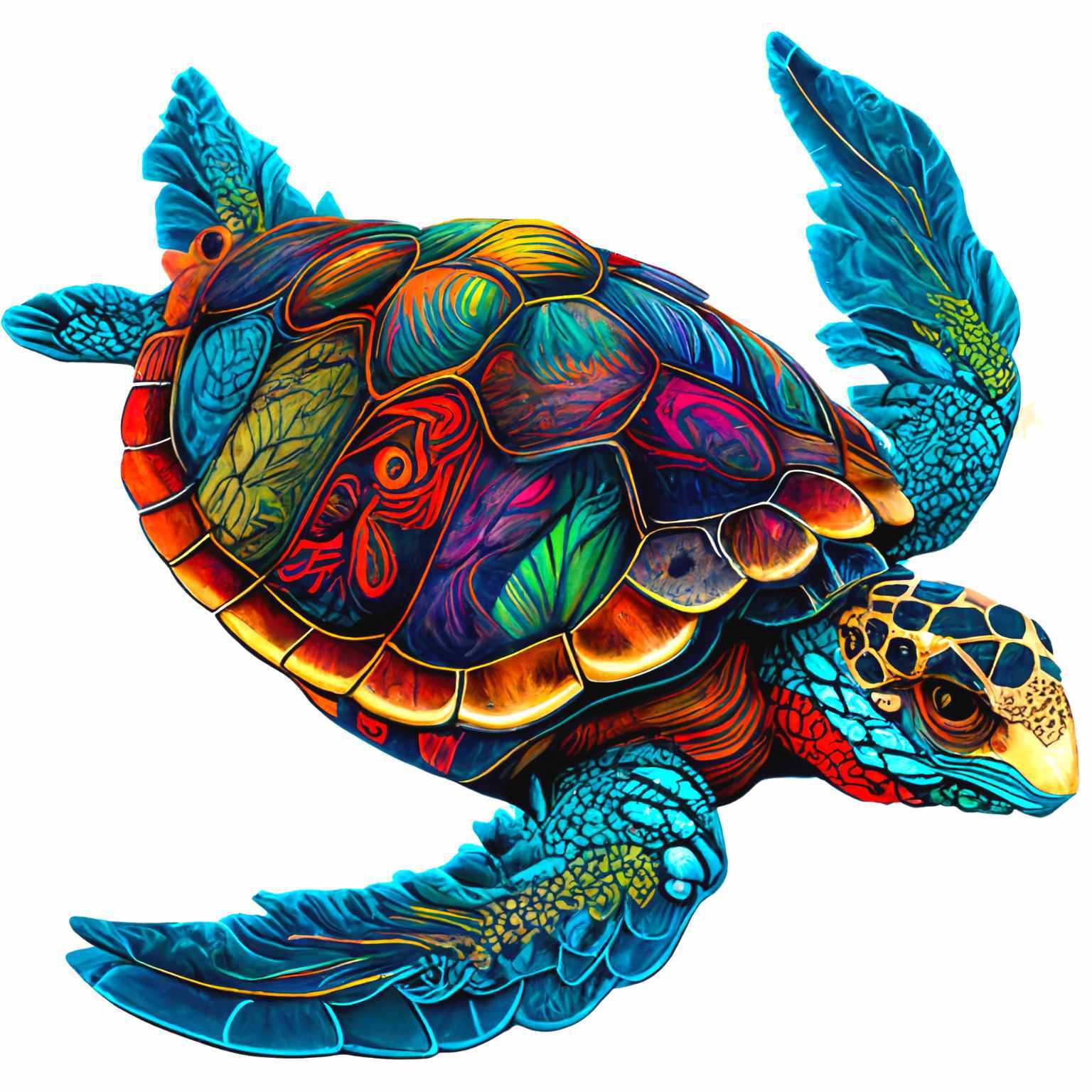 Rainbow Sea Turtle – Brush Tips Art Studio