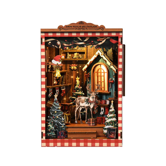 Book Nook Kits 161 Pieces | 17.5x12x10.5 cm (6.9"x4.7"x4.1") Christmas Snow Cabin - DIY Book Nook Kit
