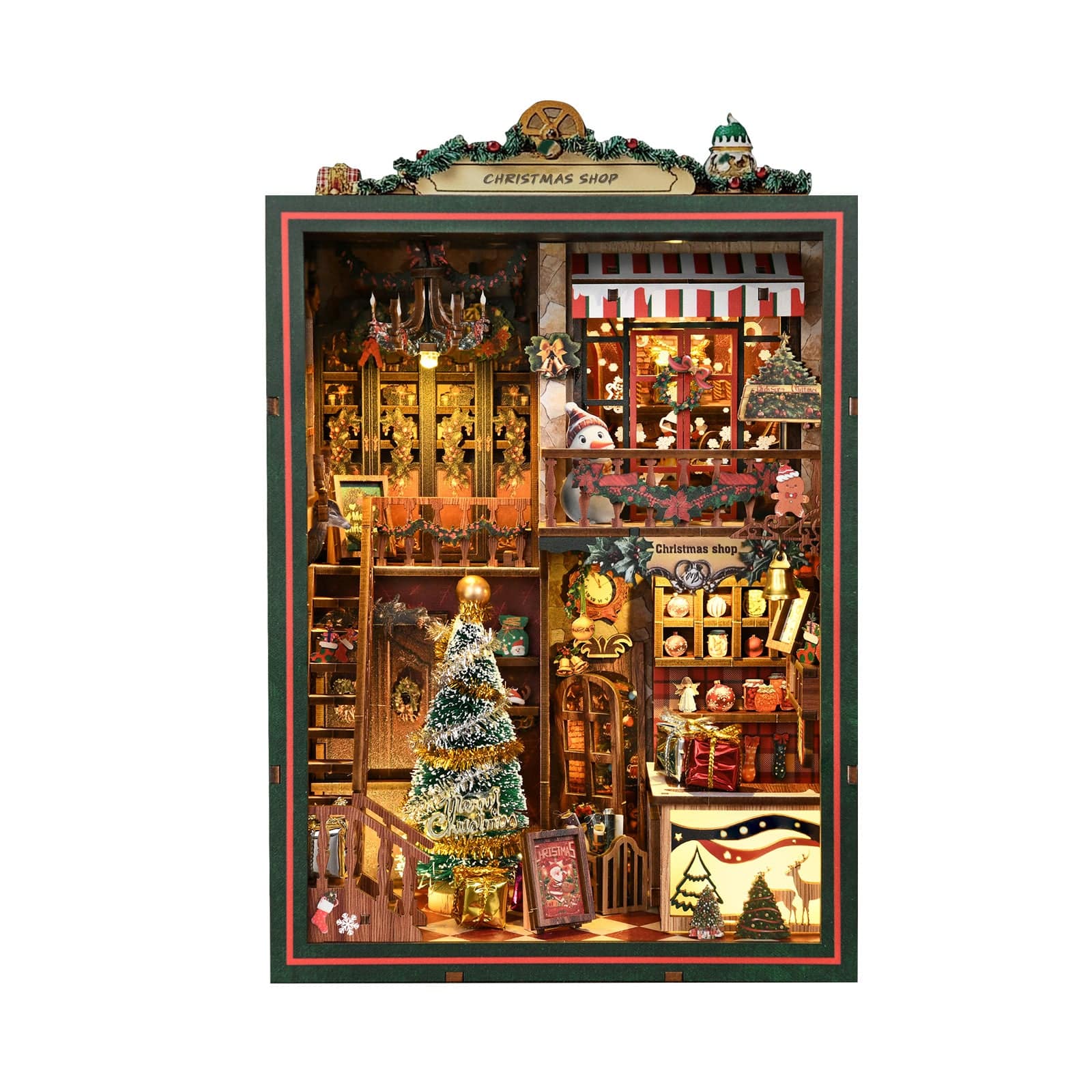 Book Nook Kits 264 Pieces | 21.5×16×11 cm (8.5"×6.3"×4.3") Christmas Shop - DIY Book Nook Kit