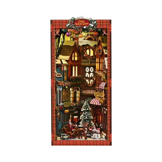 Book Nook Kits 296 Pieces | 23×18×11 cm (9.05"×7.08"×4.33") Christmas Street Corner - DIY Book Nook Kit