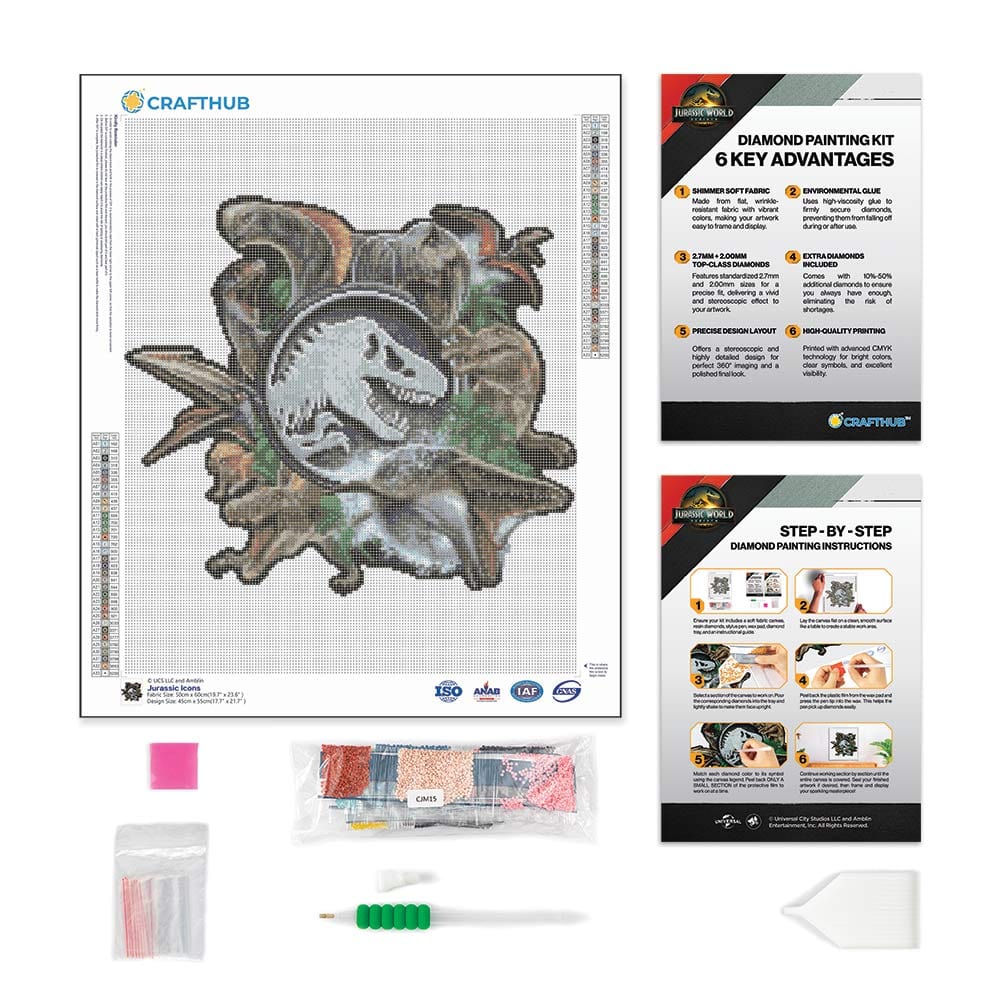 Diamond Painting Kits 17.6" x 21.5" / 45cm x 55cm Jurassic Icons - Diamond Painting Kit