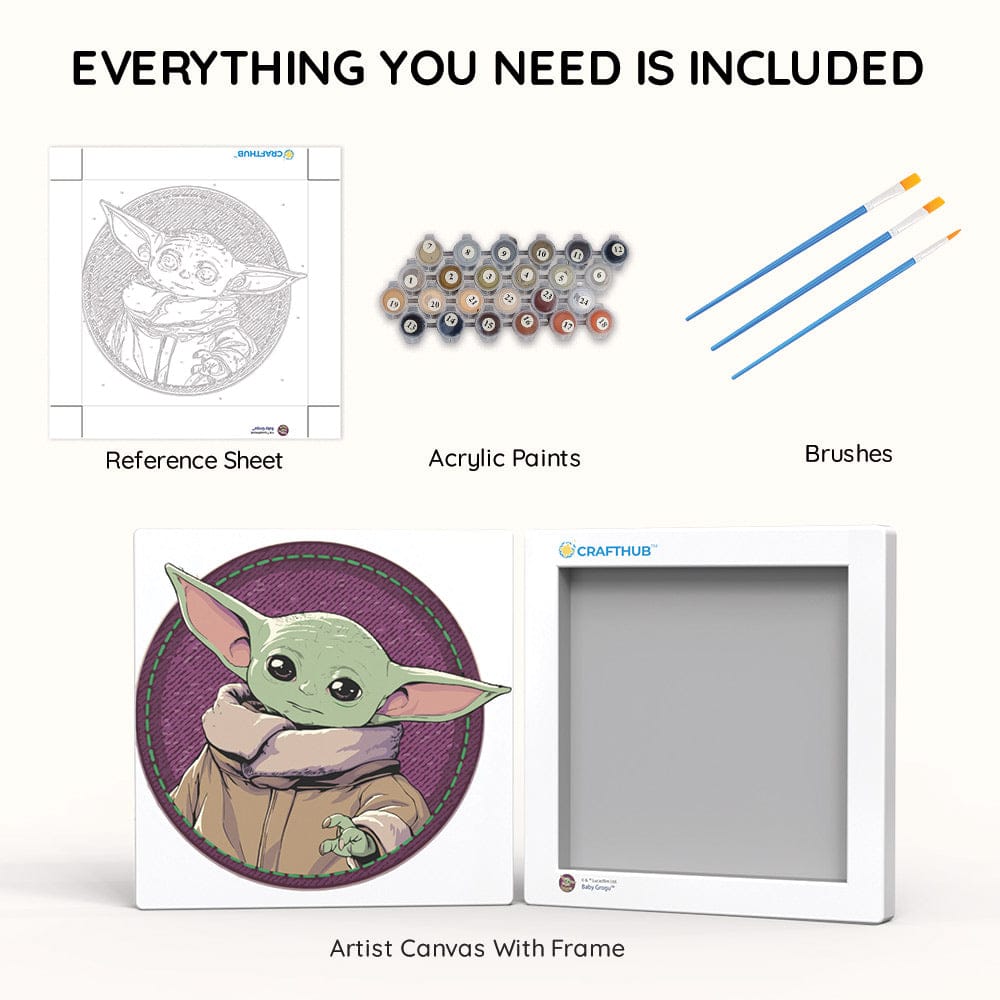 Painting By Numbers Kits 9.8" x 9.8" (25x25cm) Grogu™ - Framed Paint By Numbers Kit