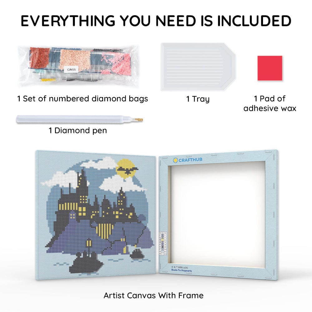 Diamond Painting Kits 9.8" x 9.8" | 25cm x 25cm Boats To Hogwarts - Framed Diamond Painting Kit