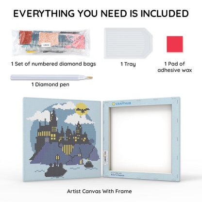 Diamond Painting Kits 9.8" x 9.8" | 25cm x 25cm Boats To Hogwarts - Framed Diamond Painting Kit