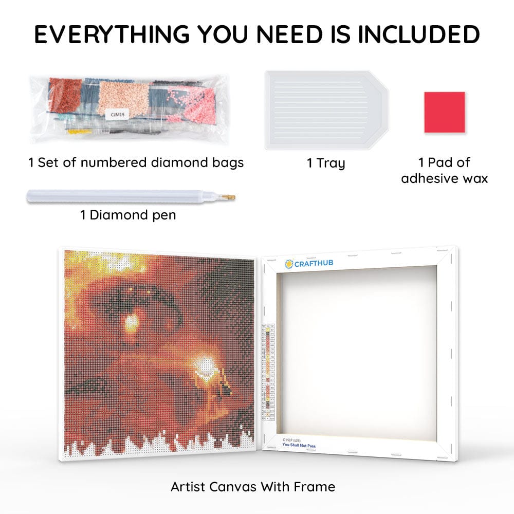 Diamond Painting Kits 9.8" x 9.8" | 25cm x 25cm You Shall Not Pass - Framed Diamond Painting Kit