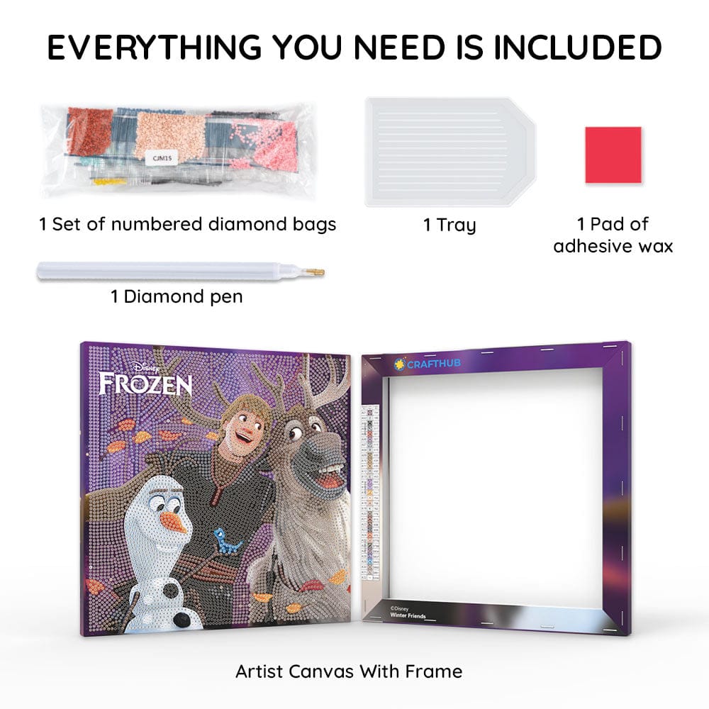 Diamond Painting Kits 9.8" x 9.8" | 25cm x 25cm Winter Friends - Framed Diamond Painting Kit