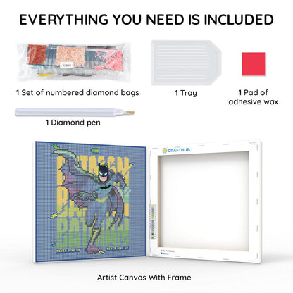 Diamond Painting Kits 9.8" x 9.8" | 25cm x 25cm Batman - Framed Diamond Painting Kit