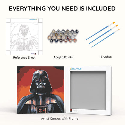 Painting By Numbers Kits 9.8" x 9.8" (25x25cm) Darth Vader™ - Framed Paint By Numbers Kit