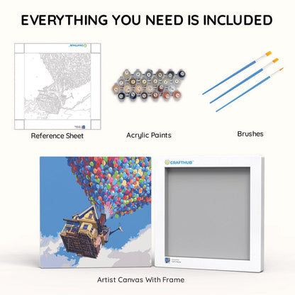 Painting By Numbers Kits 9.8" x 9.8" (25x25cm) Carl's House - Framed Paint By Numbers Kit