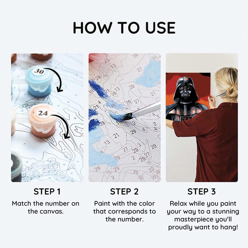 Painting By Numbers Kits 9.8" x 9.8" (25x25cm) Darth Vader™ - Framed Paint By Numbers Kit