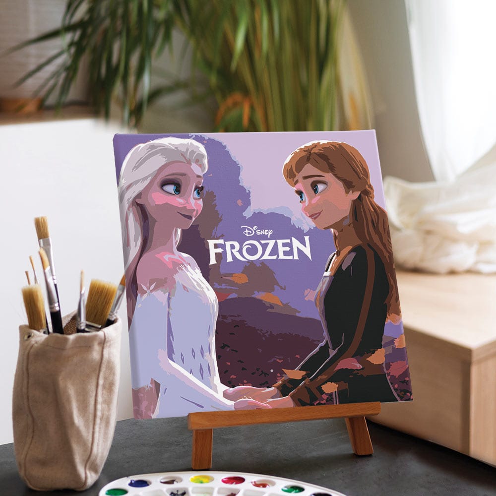 Painting By Numbers Kits 9.8" x 9.8" (25x25cm) Frozen Sisters - Framed Paint By Numbers Kit