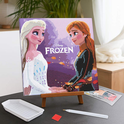 Diamond Painting Kits 9.8" x 9.8" | 25cm x 25cm Frozen Sisters - Framed Diamond Painting Kit