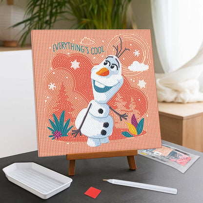Diamond Painting Kits 9.8" x 9.8" | 25cm x 25cm Olaf Snowman - Framed Diamond Painting Kit