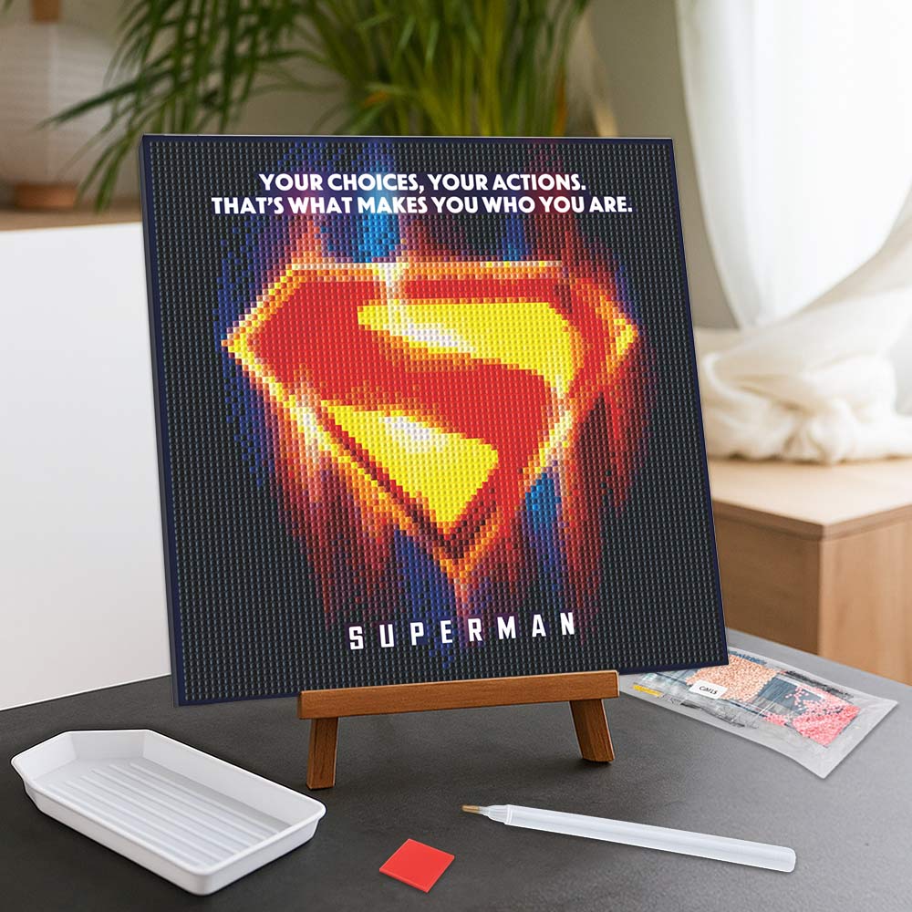 Diamond Painting Kits 9.8" x 9.8" | 25cm x 25cm Superman Logo - Diamond Painting Kit