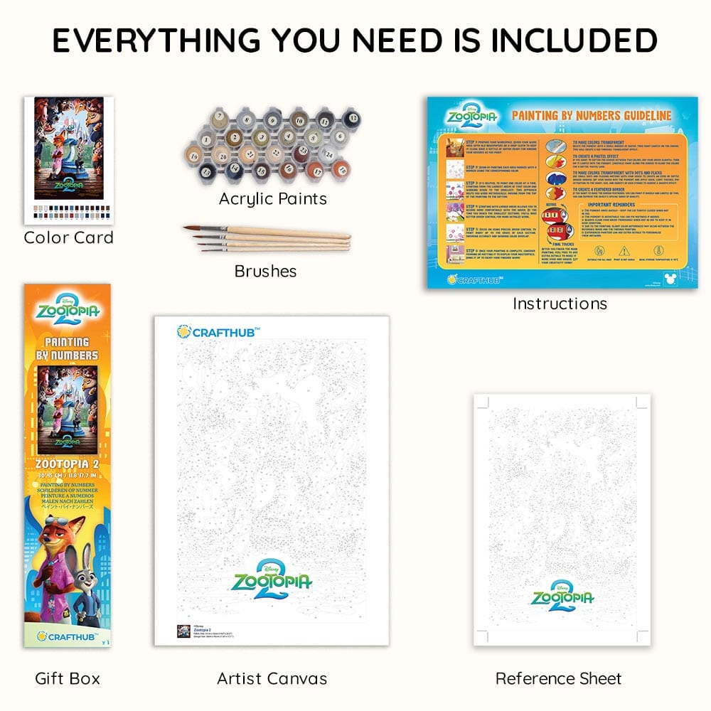 Painting By Numbers Kits 11.8" x 17.7" (30x45cm) Zootopia 2 - Paint By Numbers Kit