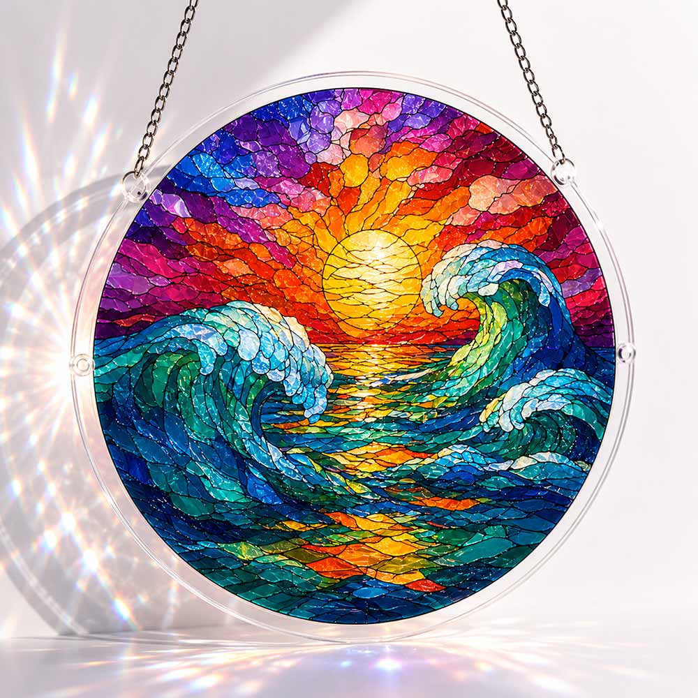 Acrylic Jigsaw Puzzle S - (7 inch) Sunset Waves - Acrylic Jigsaw Puzzle