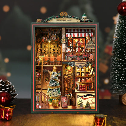 Book Nook Kits 264 Pieces | 21.5×16×11 cm (8.5"×6.3"×4.3") Christmas Shop - DIY Book Nook Kit