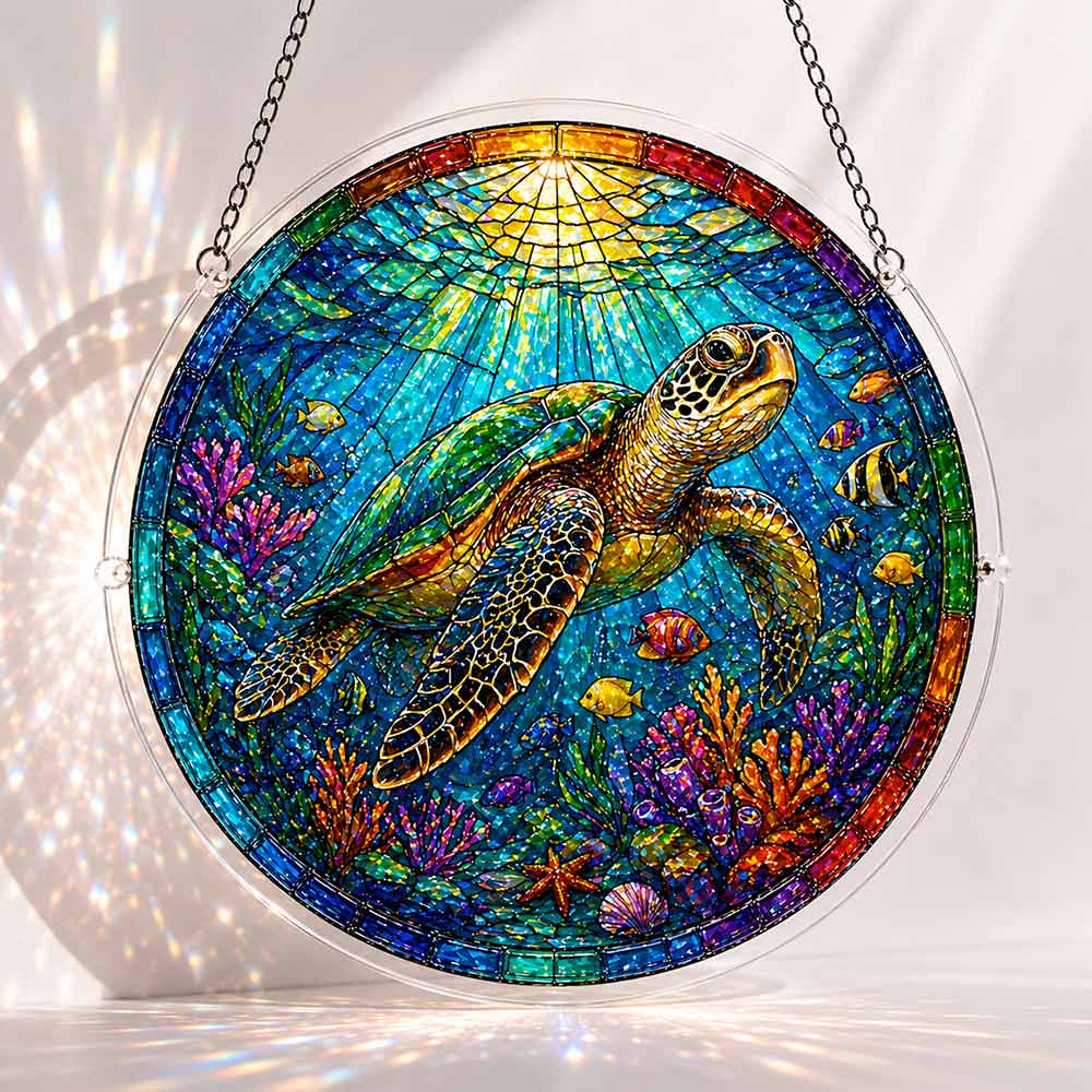 Acrylic Jigsaw Puzzle S - (7 inch) Tropical Turtle - Acrylic Jigsaw Puzzle