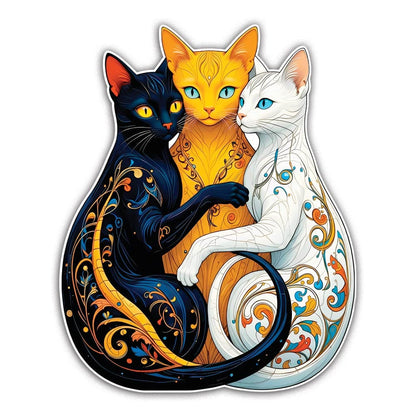Wooden Jigsaw Puzzles Three Cats - Jigsaw Puzzle