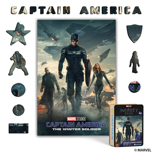 Wooden Jigsaw Puzzles A4 + Wooden Gift Box Captain America: The Winter Soldier – Wooden Jigsaw Puzzle