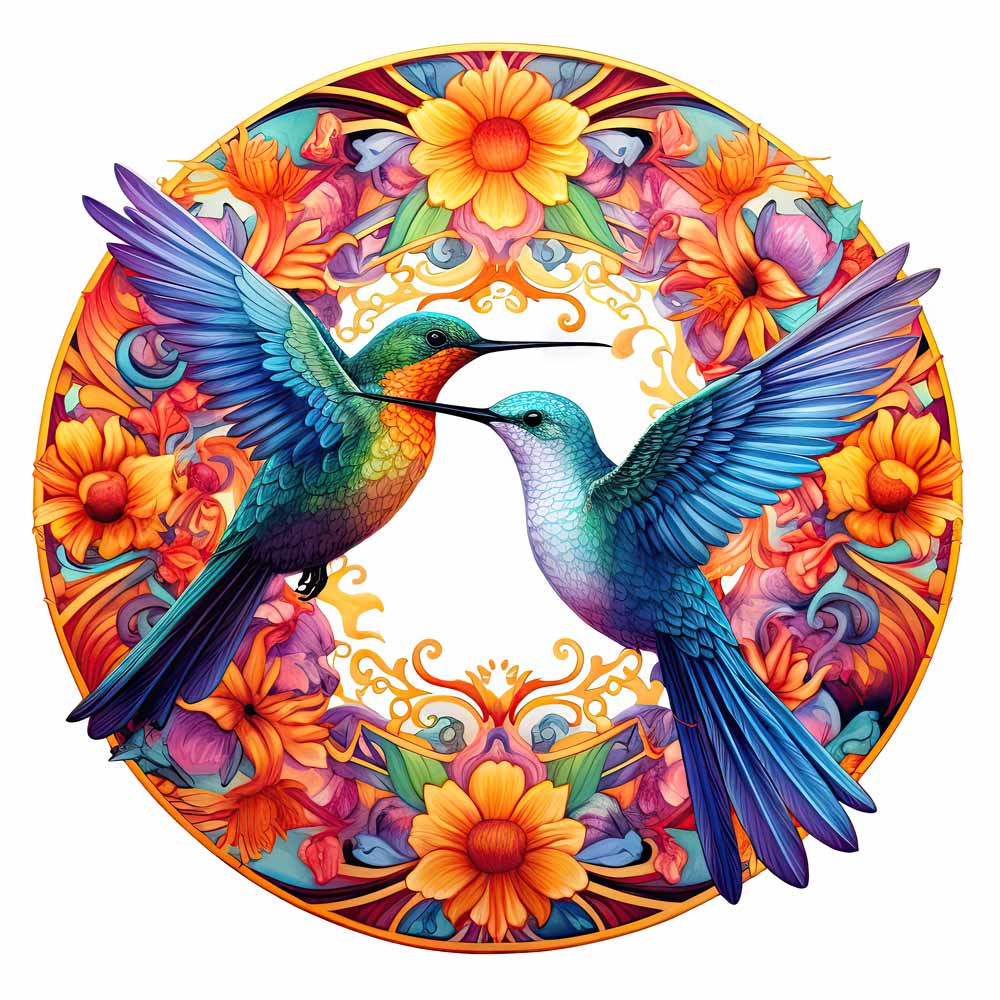 Animal Jigsaw Puzzle > Wooden Jigsaw Puzzle > Jigsaw Puzzle A5/Small 🔥Last Day - Vibrant Hummingbirds - Wooden Jigsaw Puzzle