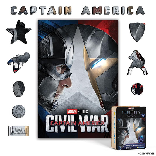 Wooden Jigsaw Puzzles A4 + Wooden Gift Box Captain America: Civil War – Wooden Jigsaw Puzzle
