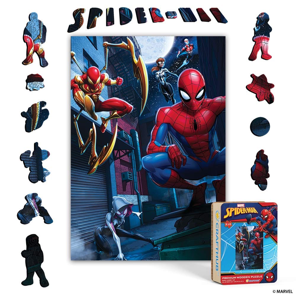 Wooden Jigsaw Puzzles A4 + Wooden Gift Box Team Spidey – Wooden Jigsaw Puzzle