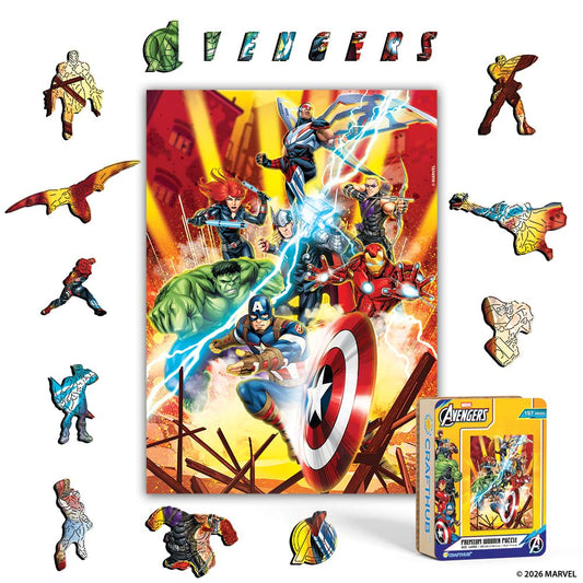 Wooden Jigsaw Puzzles A4 + Wooden Gift Box Avengers Unleashed – Wooden Jigsaw Puzzle