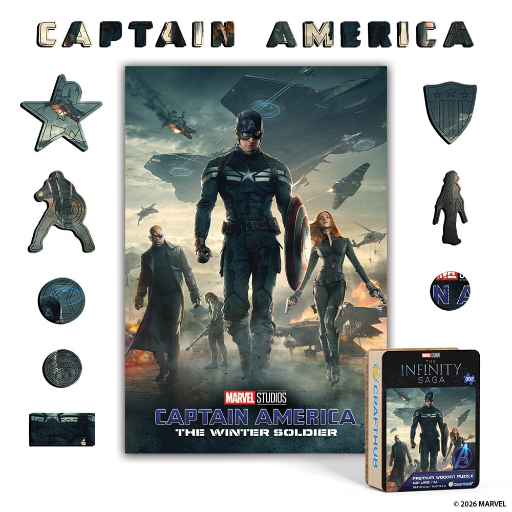 Wooden Jigsaw Puzzles A4 + Wooden Gift Box Captain America: The Winter Soldier – Wooden Jigsaw Puzzle