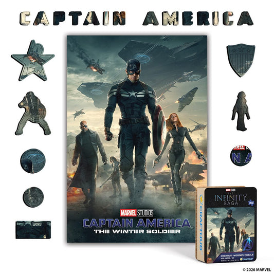 Wooden Jigsaw Puzzles A4 + Wooden Gift Box Captain America: The Winter Soldier – Wooden Jigsaw Puzzle
