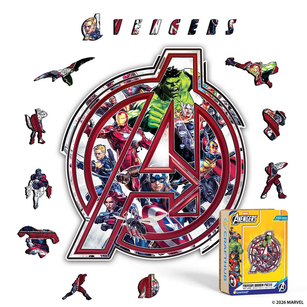 Wooden Jigsaw Puzzles A4 + Wooden Gift Box Avengers Logo – Wooden Jigsaw Puzzle