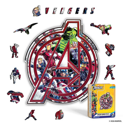 Wooden Jigsaw Puzzles A4 + Wooden Gift Box Avengers Logo – Wooden Jigsaw Puzzle