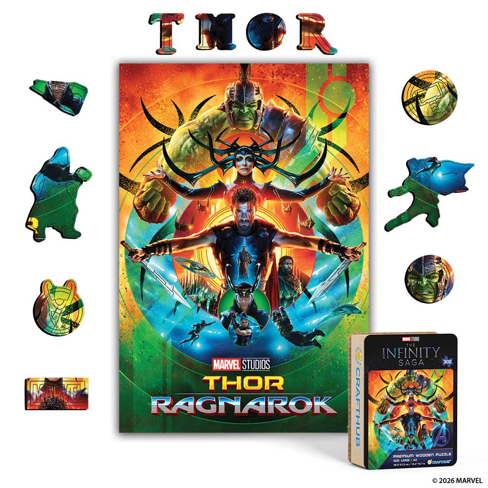 Wooden Jigsaw Puzzles A4 + Wooden Gift Box Thor: Ragnarok – Wooden Jigsaw Puzzle