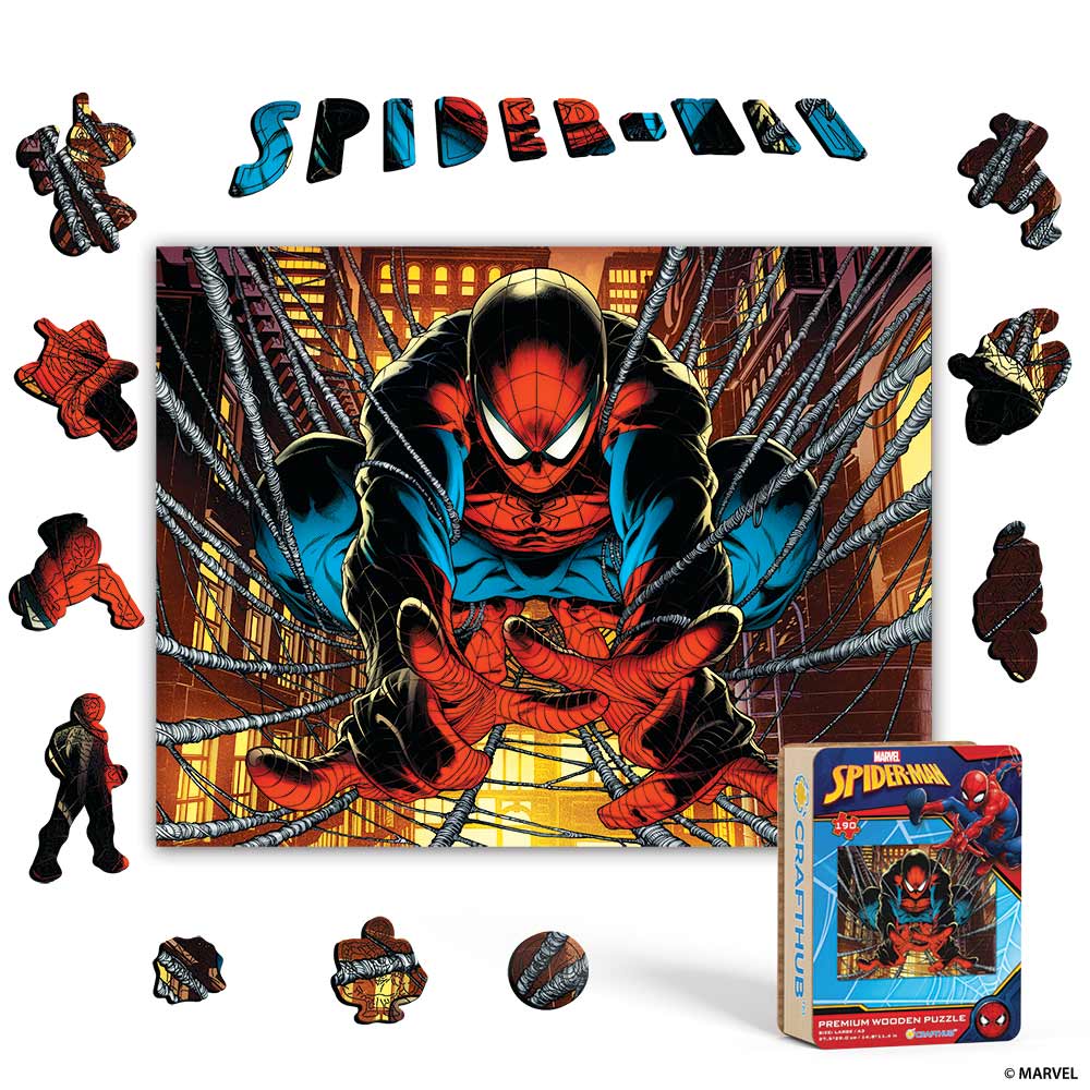 Wooden Jigsaw Puzzles A4 + Wooden Gift Box Spider-man Strike – Wooden Jigsaw Puzzle