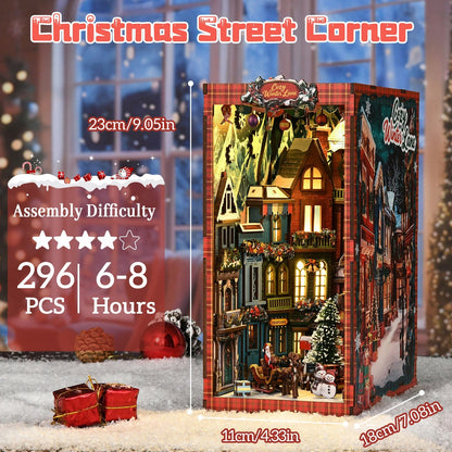 Book Nook Kits 296 Pieces | 23×18×11 cm (9.05"×7.08"×4.33") Christmas Street Corner - DIY Book Nook Kit