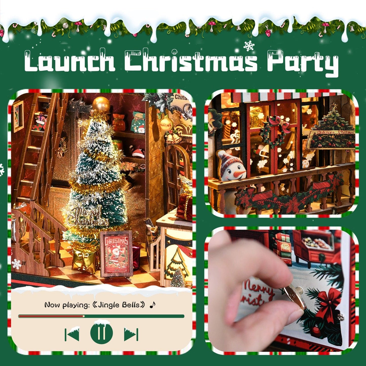 Book Nook Kits 264 Pieces | 21.5×16×11 cm (8.5"×6.3"×4.3") Christmas Shop - DIY Book Nook Kit